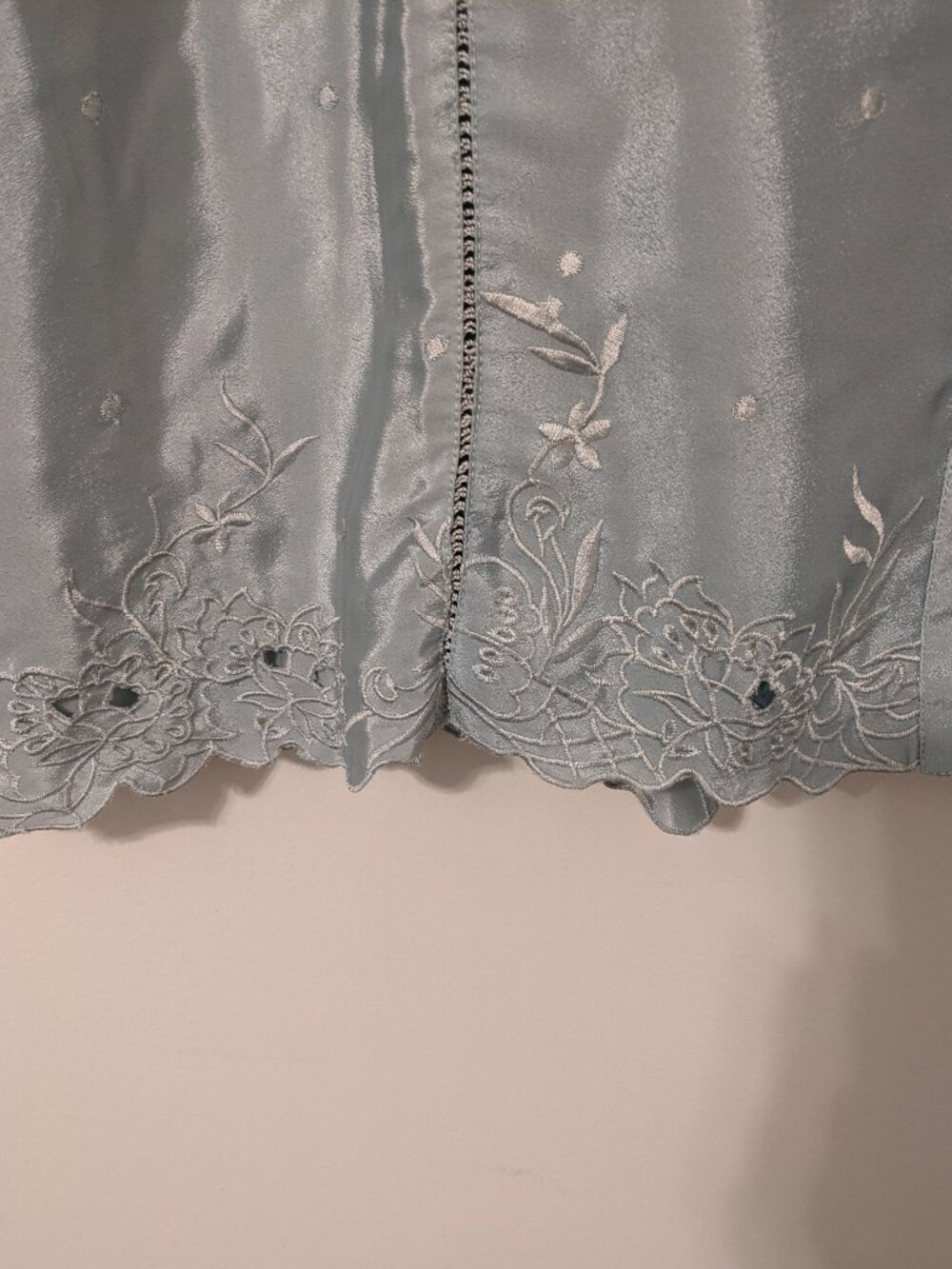Sandpoint Coldwater Creek Dusty Blue Blouse XL Embroidered Boho Cottagecore - Picture 5 of 13